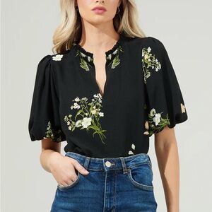 Sugarlips Black Floral Blouse